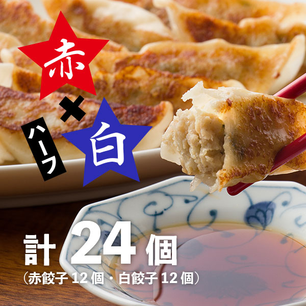 赤白ハーフ【冷凍赤餃子 12個 / 冷凍白餃子 12個】
